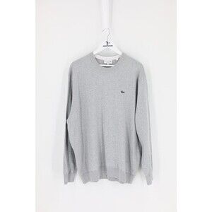 Lacoste Men Size 3XL Classic Fit Light Grey Pullover Cotton Sweater Crew Neck